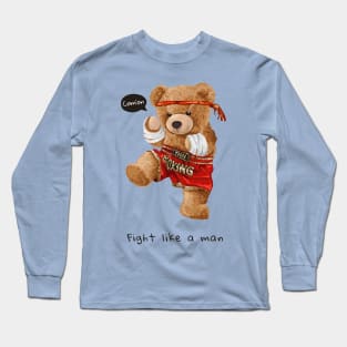 Funny bear boxing cartoon Long Sleeve T-Shirt